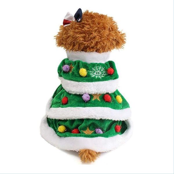 Vêtements pour chiens Costume de chiot de chien en forme d'arbre de Noël Vêtements d'hiver pour animaux de compagnie Confortable Robe à capuche chaude pour la décoration de fête en gros D DDHXCM