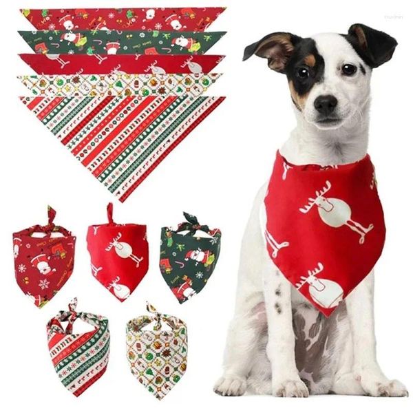 Ropa para perros Triángulo de Navidad Toalla para mascotas Santa Deer Print Bufanda Collar Premium Durable Tela Holiday Babero decorativo para mascotas