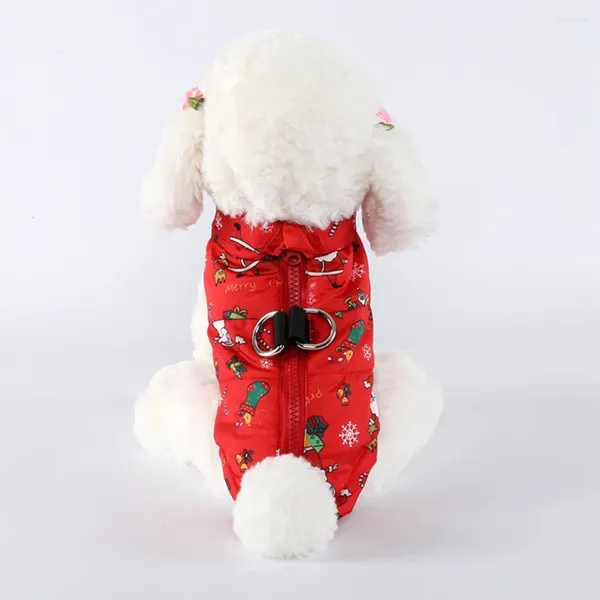 Ropa para perros Chaleco de Navidad Ropa cálida de invierno Traje de patrón de Papá Noel para exteriores (tamaño rojo)