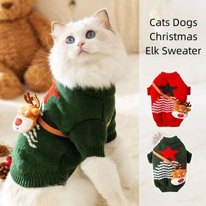 Hondenkleding Kerstjaar Kawaii Trui met Eland Design Tas Katten Honden Buiten Warm Rollenspel Twee Voeten Trui Huisdierenkleding 231206