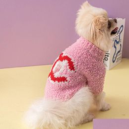 Ropa para perros Marcas clásicas Ropa de diseñador Invierno Cálido Suéter para mascotas Cuello alto Abrigo de punto Gatos gruesos Cachorro Ropa Entrega de la gota Hom Dhfnb