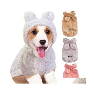 Ropa para perros Ropa clásica Cachorro Oso Oreja Con capucha Chaqueta para mascotas Abrigo Suéter de invierno Ropa para perros pequeños Chihuahua F40Nv2 Drop Deliv Dhrox