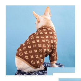 Vêtements pour chiens Pull à tricoter classique Casual Luxe Presbyopie Lettre Designer Épaissir Chaud Laine Sweats à capuche Manteaux Vêtements pour animaux Drop Deliv Dhy9J