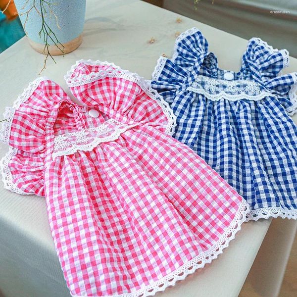 Ropa para perros Clásico Rosa Vestidos de lujo de verano para Chihuahua Medio Cachorro Chaleco de celosía Falda Blusa de bebé Ropa de esfinge transpirable en general