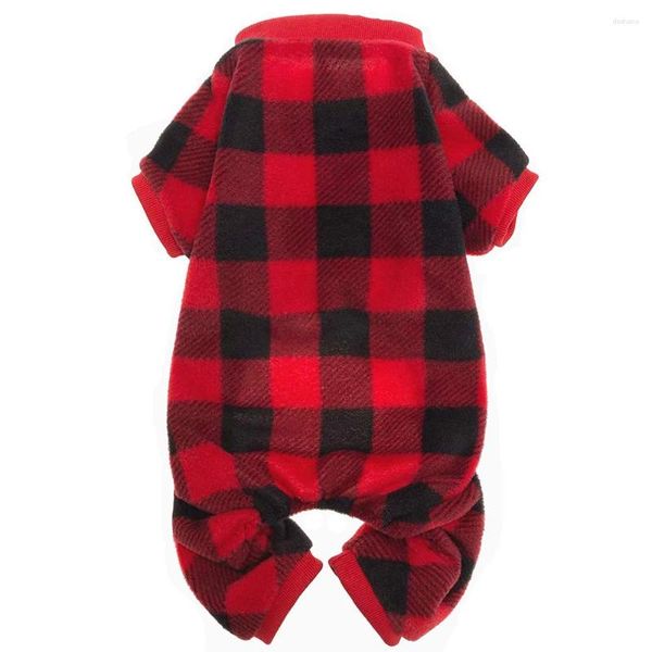 Vêtements pour chiens Pulls à carreaux rouges classiques Vêtements doux Pyjamas pour animaux de compagnie pour chiens