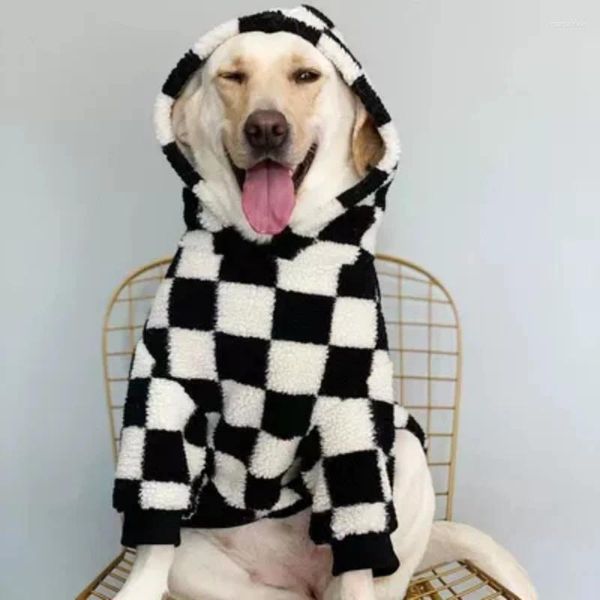Ropa para perros Ropa Tablero de ajedrez Rejilla Grande Mascota Oro Husky Invierno Cálido Suéter Espesado Cordero Fleece