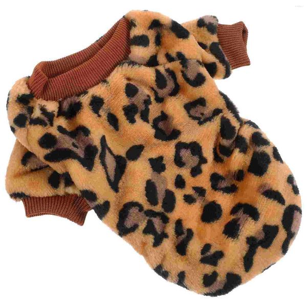 Vêtements de chien vêtements décoratifs pull de chat imprimé léopard accessoire pour animaux de compagnie corail polaire hiver chaud résistant à l'usure gilet de chiot domestique