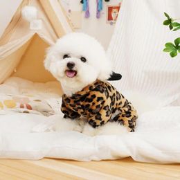 Hondenkleding kleding modieuze luipaard print huisdier jumpsuit winterwarmte met pluche oorhoed stijlvol over het algemeen voor weer warm