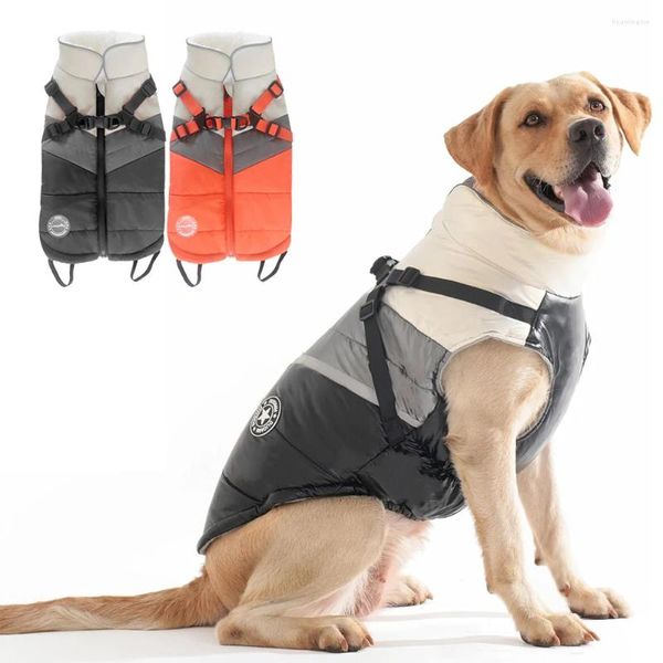 Vêtements pour chiens Vêtements pour grande bande réfléchissante coupe-vent Veste d'hiver Gilet chaud avec poitrine petite