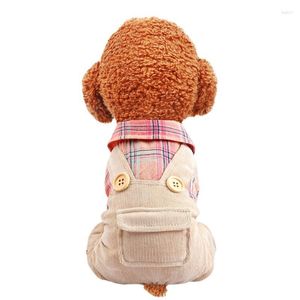 Vêtements pour chiens vêtements jeans pour l'automne fournitures pour animaux de compagnie vêtements chiot plaid quatre pattes jarretelle chat hiver