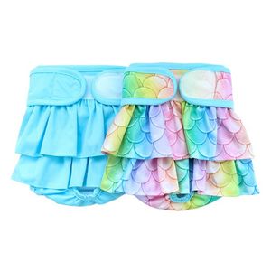 Ropa para perros Ropa para mascotas Pantalones fisiológicos Conjunto Flor marrón Sirena azul Impreso Mujer Perro Pantalones urinarios Pantalones de seguridad fisiológica