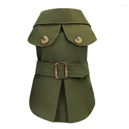 Vêtements pour chiens Vêtements pour animaux de compagnie Hiver Chaud Style britannique Armée Vert Pardessus Coupe-vent Type de bouton pour petits chiens moyens