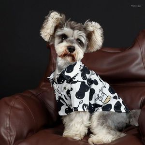 Vêtements de chien Vêtements Chemise Vache Imprimer Vêtements pour animaux de compagnie Mode Beau Petits Chiens Tendance Schnauzer Printemps Été Noir Blanc En Gros