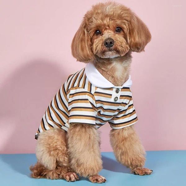 Vêtements pour chiens vêtements rayés de peau touchent les boutons doux et confortables décoration respirante robe mince en t-shirts pour animaux de compagnie d'été