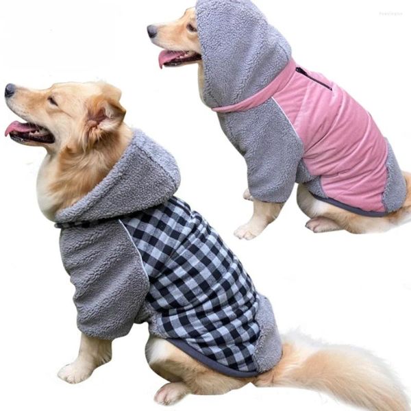 Ropa para perros Ropa engrosada con capucha más chaqueta de terciopelo Ropa para mascotas Chaleco acolchado de doble cara para perros grandes