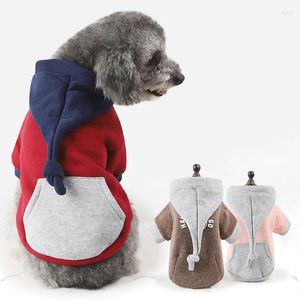 Ropa para perros Ropa de invierno Disfraz de mascota Moda Gorra de cola larga Cachorro Sudaderas con capucha Suéter Cálido Fleece para gatos Rojo