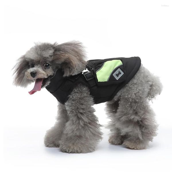 Vêtements pour chiens vêtements avec fermeture éclair hiver veste coupe-vent pour animaux de compagnie harnais chaud épaissir pour petits chiens moyens tissu Chihuahua