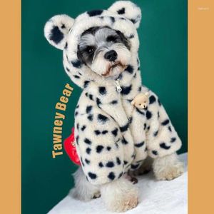 Hondenkleding kleding herfst en winter verdikt warm gevlekte pluche jas voor kleine middelgrote honden schnauzer teddy kat huisdierpak