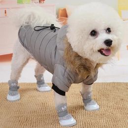 Vêtements pour chiens Vêtements Manteau d'hiver avec laine et peluche épaisse Poméranienne à quatre pattes rembourrées Veste chaude en duvet