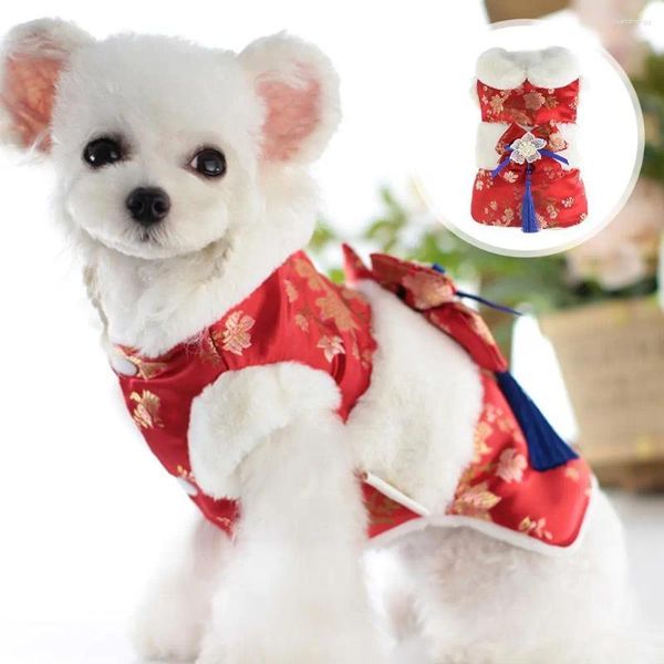 Ropa para perros Abrigo / Chaqueta Patrón floral Collar de muñeca Otoño Invierno Arco grande Felpa Foreleg Pet Cats Chaqueta para Navidad