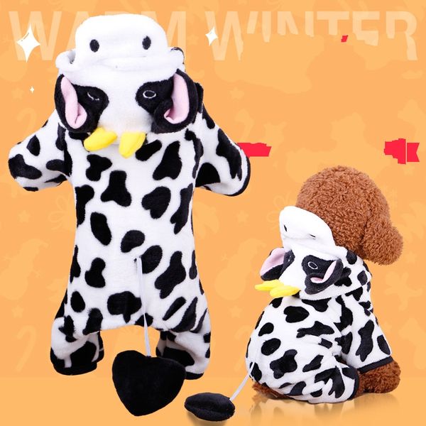 Vêtements pour chiens manteaux combinaison drôle Halloween Costume mignon vache vêtements pour animaux de compagnie pour petits chiens chats Chihuahua vêtements chaud polaire chiot 6109 Q2