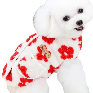 Hondenkleding koud weer kleding warm open achterkant winter huisdier zacht met zakken voor dagelijkse slijtage buitenactiviteiten bloemen