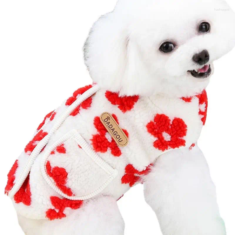 Vestuário para cães roupas de clima frio quentes de volta de inverno de inverno macio com bolsos para uso diário de atividades ao ar livre floral