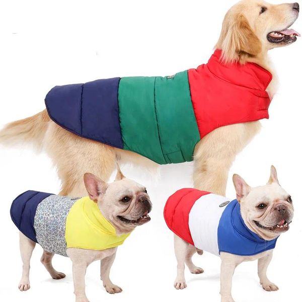 Vêtements de chien coloré veste d'hiver pour animaux de compagnie coupe-vent chaud Parka ensemble petit moyen gros chiens manteau année costume vêtements réversibles