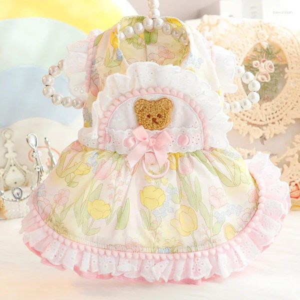 Robes à gâteaux imprimés colorés pour chiens pour 2024 Jupe de compagnie de style princesse mince de printemps et d'été Lolita petit