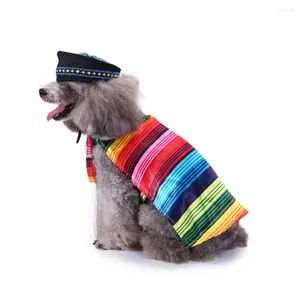 Vêtements pour chiens Costumes de chemise à rayures coloré - Cloque et bonnet noir vêtements de Noël