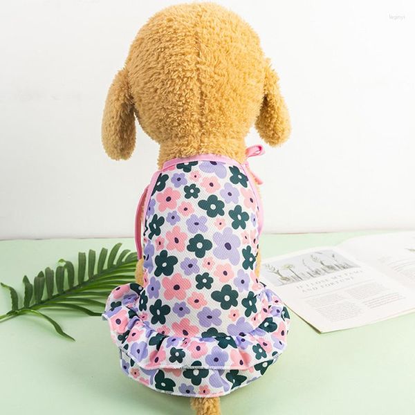 Vêtements de chien coloré doux robe florale vêtements pour animaux de compagnie coton chat bretelles vêtements fleur fruit imprimé jupe jupe chihuahua