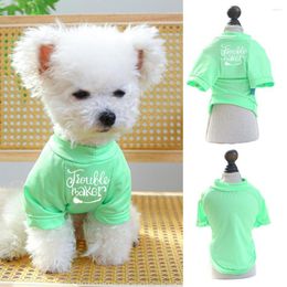 Hundebekleidung, bequemes, bedrucktes Sommer-T-Shirt, fluoreszierendes grünes Haustier, weicher, bequemer zweibeiniger Pullover für kleine Hunde