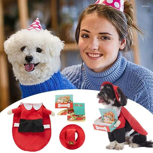 Vêtements de chien cosplay tenue chiot tissu hiver respirable pizza livraison des hommes vêtements pour Noël fêtes d'Halloween