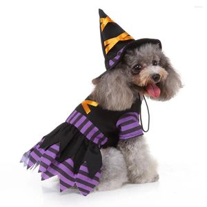 Costume de vêtements de chien Costume de sorcière Vêtements de chat Chiot Wizzard Cape avec des faveurs de fête de chapeau pour la taille