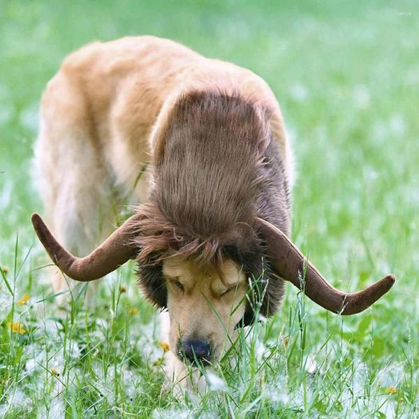 Ropa para perros disfraces cuernos de ganado para perros gorra gato invierno peluca cálida sombrero divertido lindo mascota cosplay accesorios pequeño sombrero