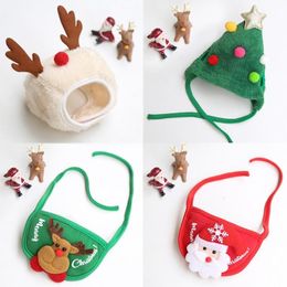 Costumes de vêtements de chien Chapeau de Noël Designer Bandana Noël Navidad Écharpe Triangle Bavoirs Chapeaux pour petits chats moyens Accessoires257W