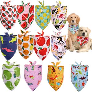 Hond kleding katoenen honden bandana puppy driehoek sjaals katten slabbetjes fruit dinosaurus patroon huisdier accessoires zomer stijl xbjk2106