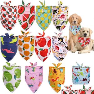 Vêtements Pour Chiens Coton Chiens Bandana Chiot Triangle Écharpes Chats Bavoirs Fruit Motif De Dinosaure Accessoires Pour Animaux De Compagnie Style D'été Xbjk2106 Drop De Dhytv