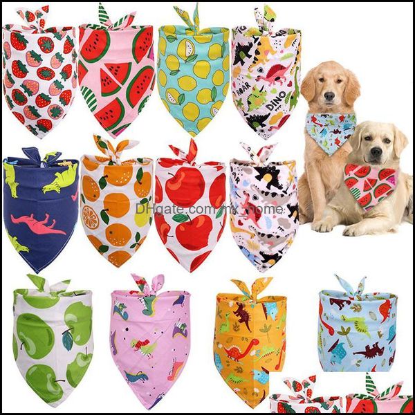 Vêtements pour chiens coton chiens bandana chiot triangle écharpes chats bibs fruit dinosaur motif accessoires de compagnie de compagnie de style xbjk2106 drop de ottig