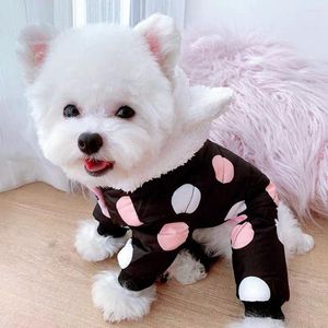 Vêtements de chien Veste rembourrée en coton Vêtements Chiot Manteau à capuche avec Polka Dot Vêtements chauds d'hiver pour petit costume pour animaux de compagnie Combinaison