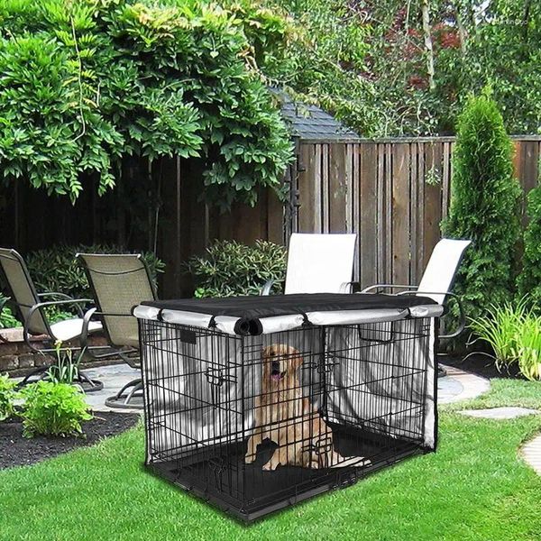 Couvrette de vêtements pour chien cage imperméable Cage avec trous de ventilation Double porte respirante adaptée à l'intérieur / extérieur le plus câblé
