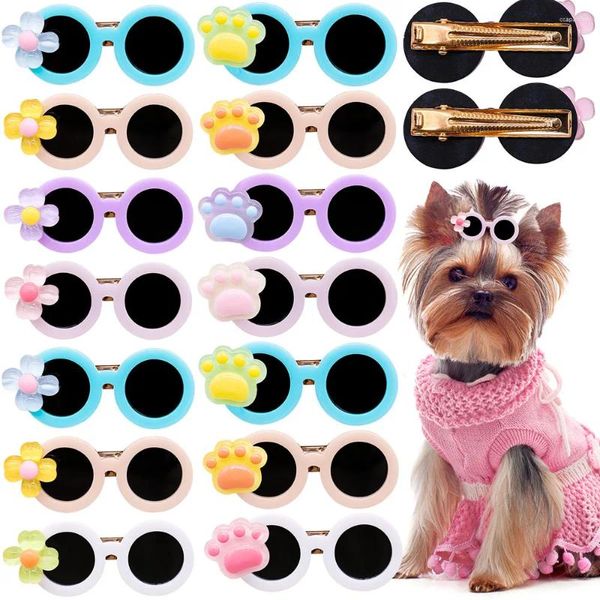 Appareils pour chiens Pites créatives Clips de cheveux verres ronds Decoration Decoration Cat Hair Hairpin For Small Headwear Party Pet Accessoires