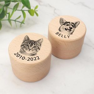 Ropa para perros Nombre personalizado Caja conmemorativa para mascotas Gato de piel y regalo de recuerdo de retrato