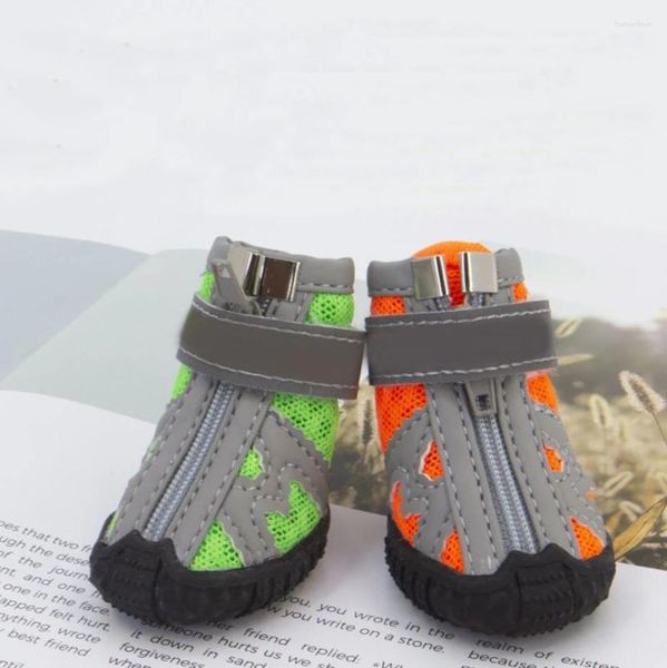 Ropa para perros Zapatos de malla cortada 4 unids / set para cachorros pequeños perros pequeños verano botas de gato transpirables accesorios de calzado