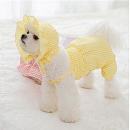 Appareils pour chiens Coup Pet God Pink Camisole Plaid Plaid Summer Soufflent Puppy Endetteur Vêtements