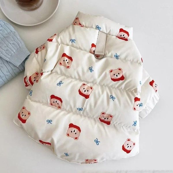 Ropa para perros lindo oso estampado de algodón de algodón otoño e invierno ropa de gato caliente tibio bichon peluche pomeranian pequeño