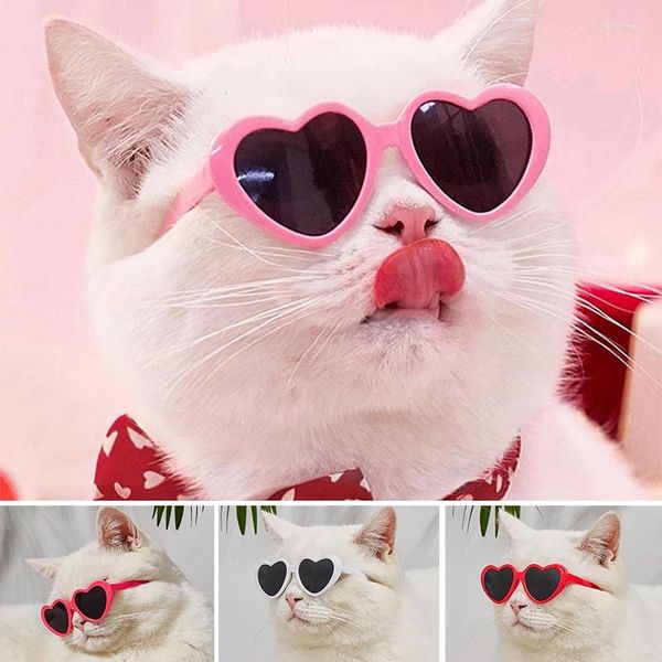 Ropa para perros Lindo gato Gafas en forma de corazón Pet Pos Props Accesorios Gafas de sol Ropa de ojos Personalidad divertida Encantador Sombreros creativos