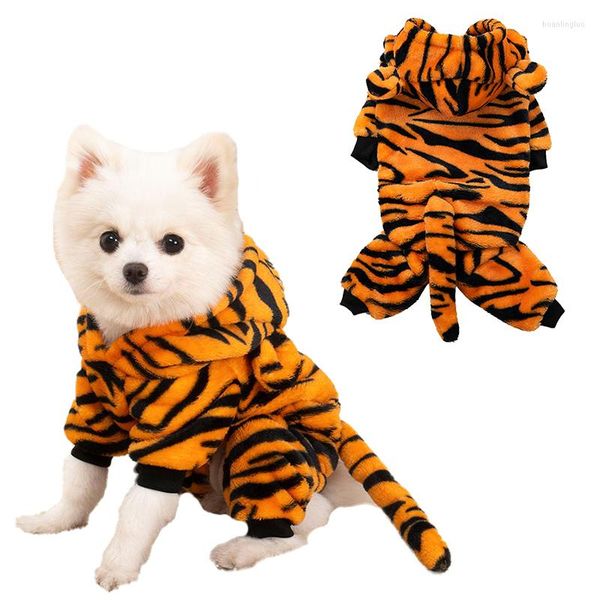 Vêtements pour chiens mignon Catoon vêtements chaud polaire chiot chaton vêtements petits chiens moyens chats combinaison tigre-Cosplay Costume pour animaux de compagnie