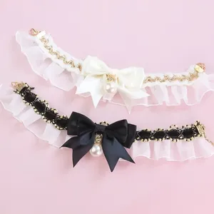 Appareils pour chiens collier mignon collier de chat en dentelle en dentelle de perle sweet