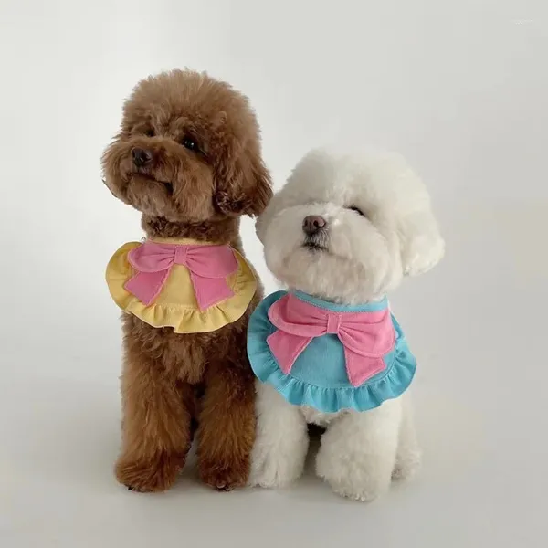 Vêtements pour chiens Chiens mignons Fournitures de fête d'anniversaire pour animaux de compagnie Corduroy Saliva Serviette Chat Bavoirs Rose Bow Burp Tissu Sangle De Cou Chiot Accessoires